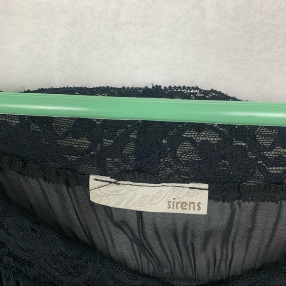 sirens small black sheer mesh shirred blouse - Picture 5 of 8